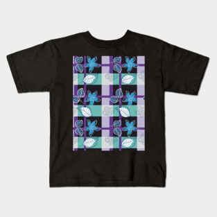 Flowers with Checkered Plaid Kids T-Shirt